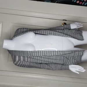 Jacob Gray & White Striped Cardigan Size Large